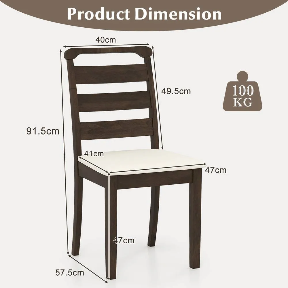 Costway Modern Dining Chair Set of 2 Upholstered Farmhouse Chairs in Walnut 2