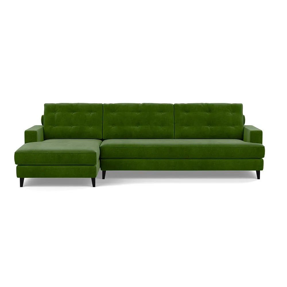 Heal's Mistral Left Hand Facing Corner Sofa Smart Luxe Velvet Grass Black Feet 1