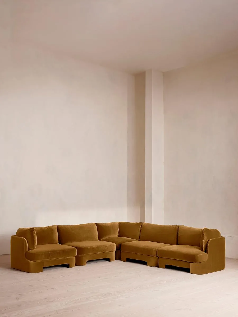 Odell Modular Sofa, Corner Sofa, Velvet, Mustard
