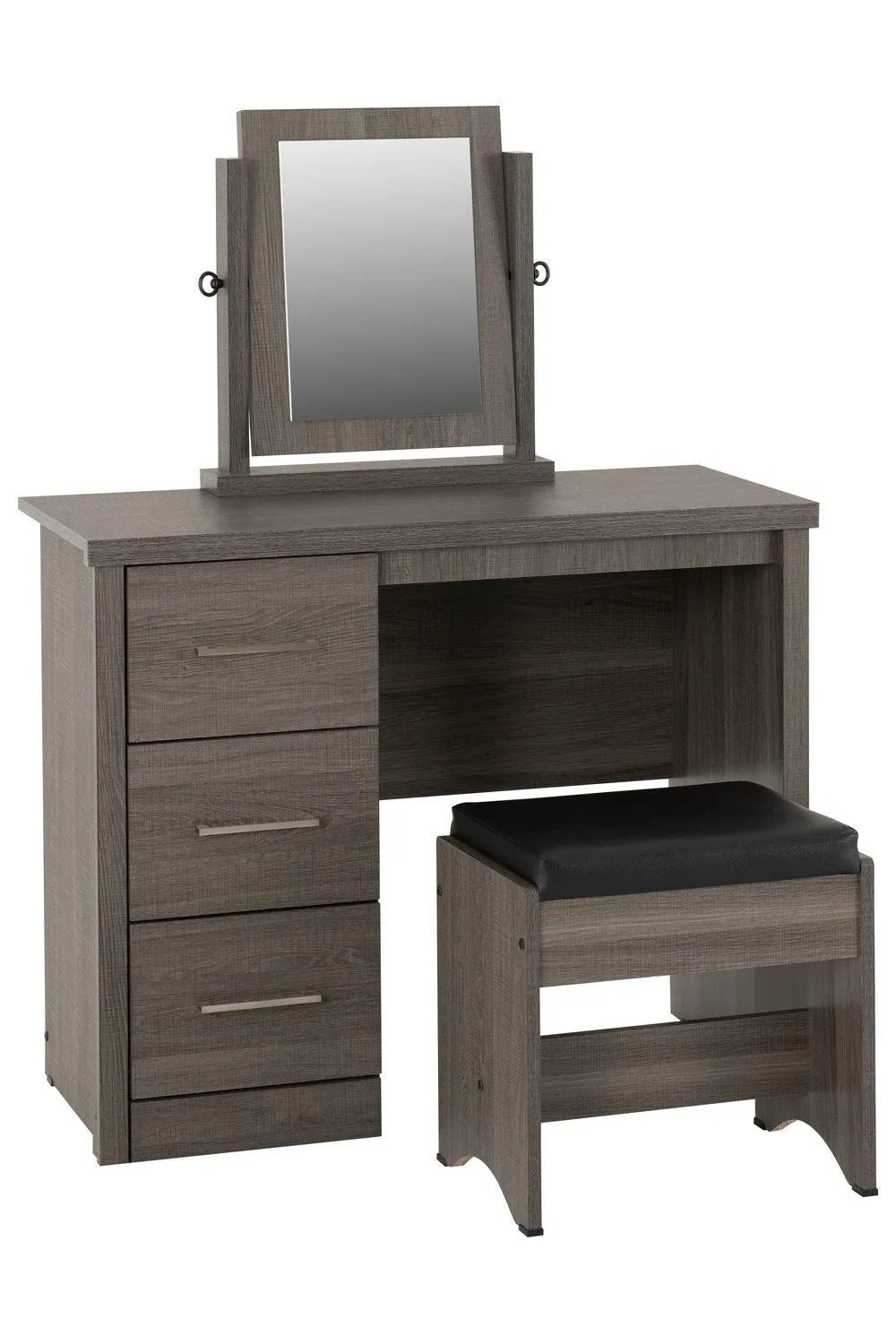 Seconique Lisbon 3 Piece Dressing Table Set with Mirror in Black