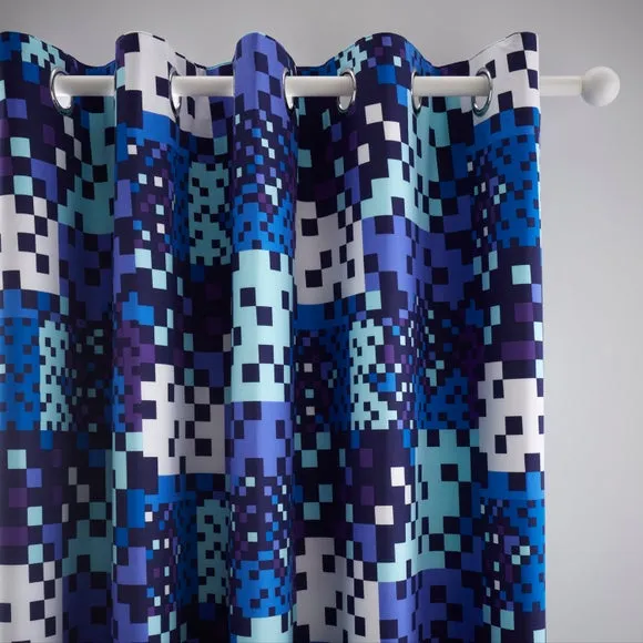 Pixel Blackout Eyelet Curtains 1