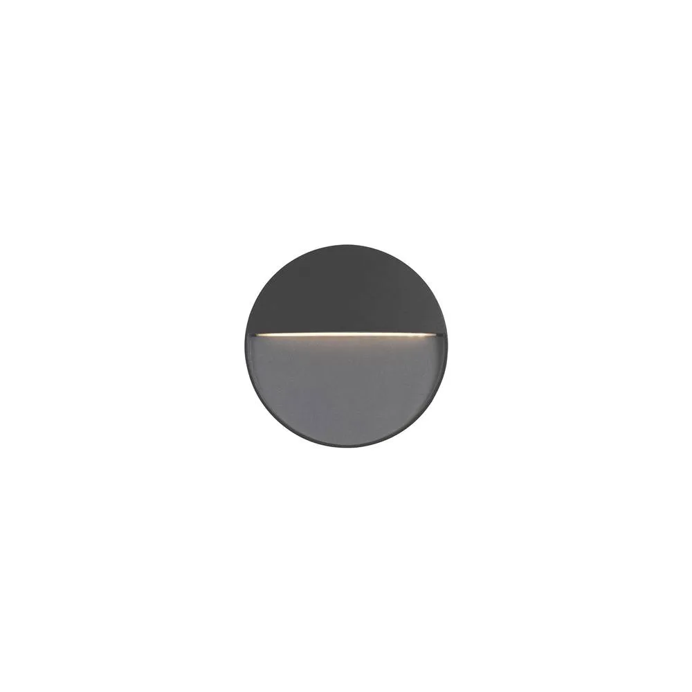 Netlighting Nod Round LED Outdoor Recessed Wall Lamp Black Opal 3000K IP65 in Grey 2