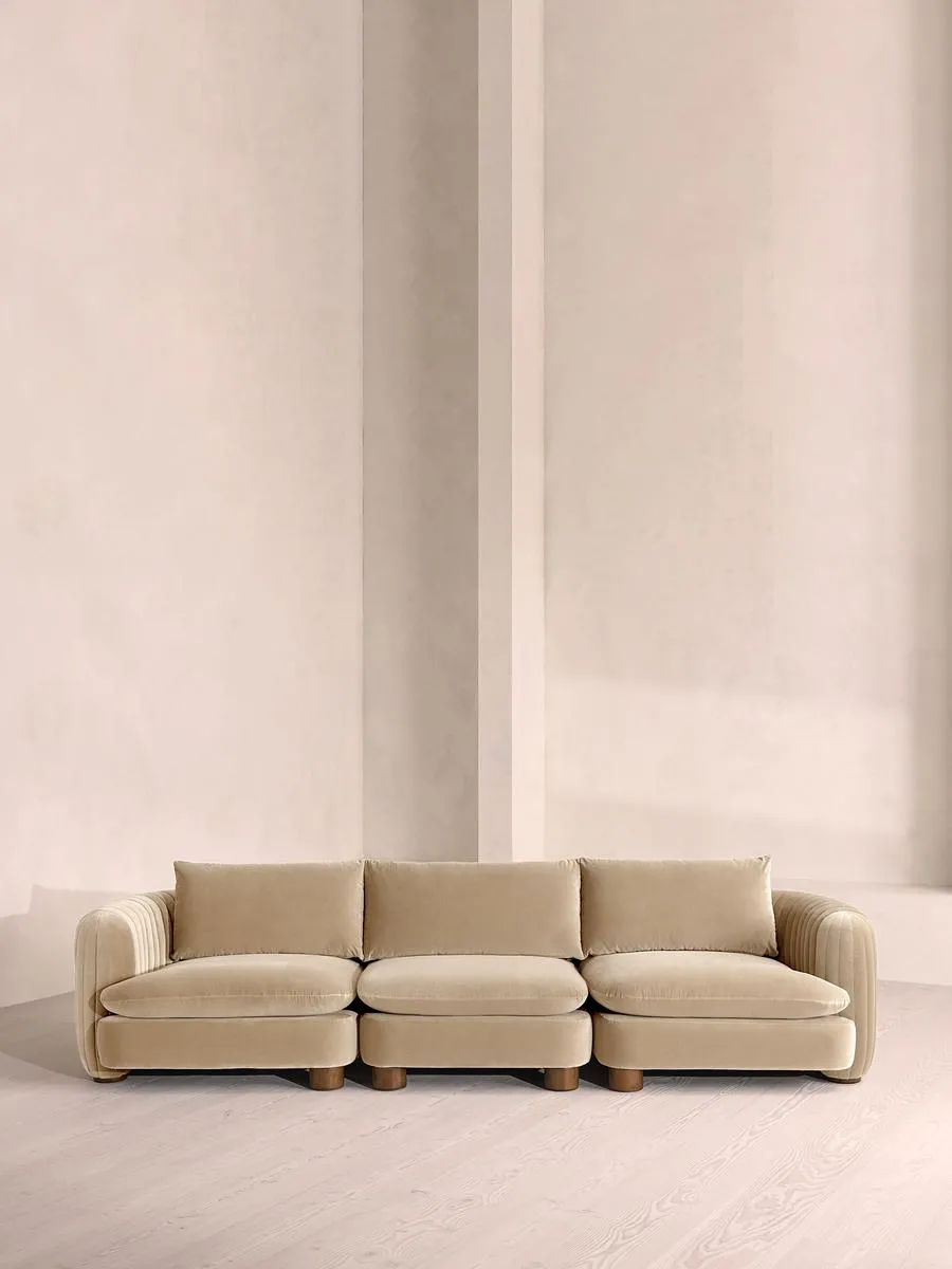 Vivienne Deeper Sit Modular Sofa, Four Seater, Velvet, Oyster