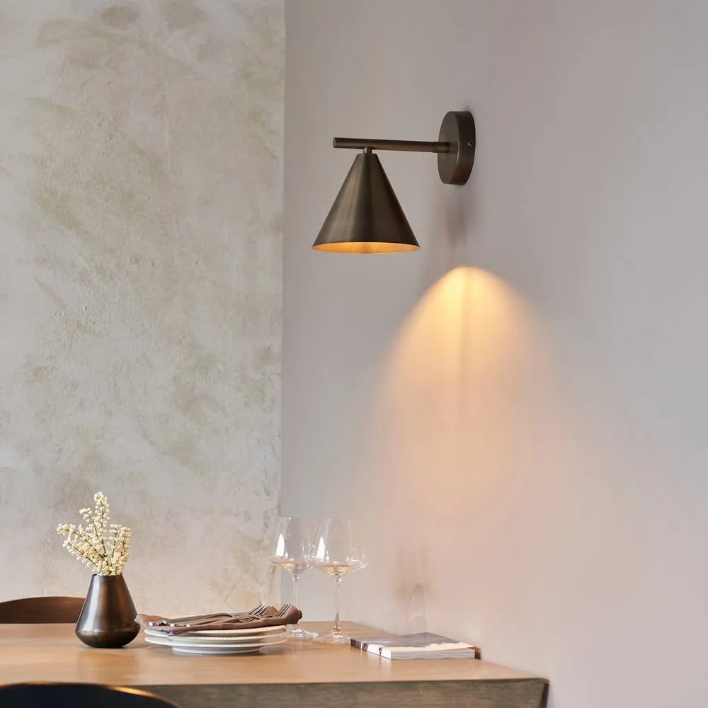 Endon Collection Cape Dome Wall Lamp Brushed Antique Bronze Plate 1X E14, Brown 2