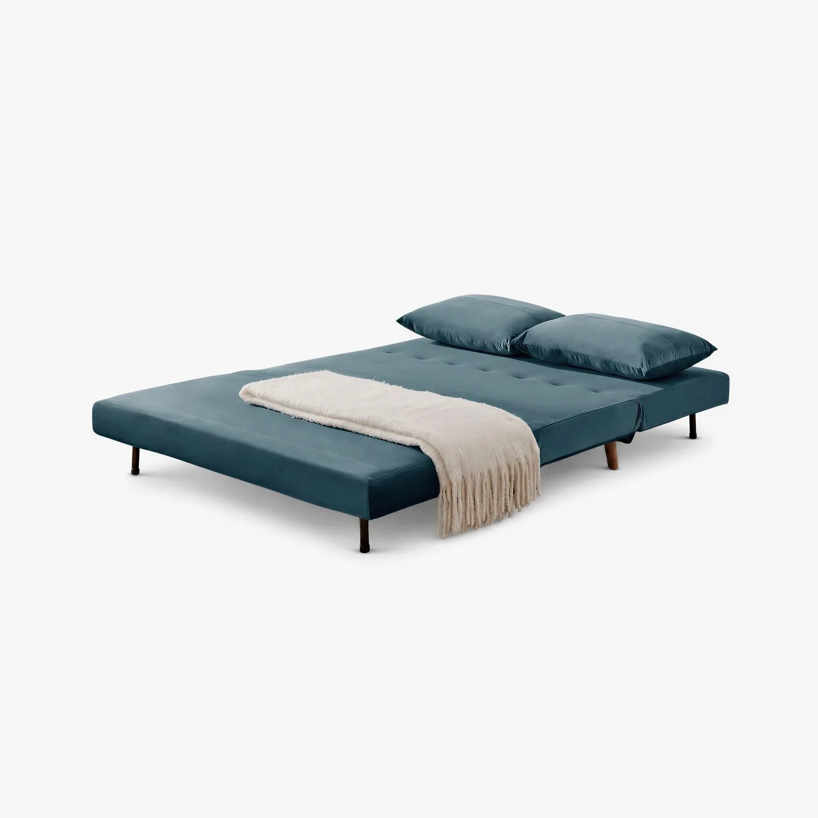 FurnitureboxUK Bobby Blue Velvet Double Folding Sofa Bed 4