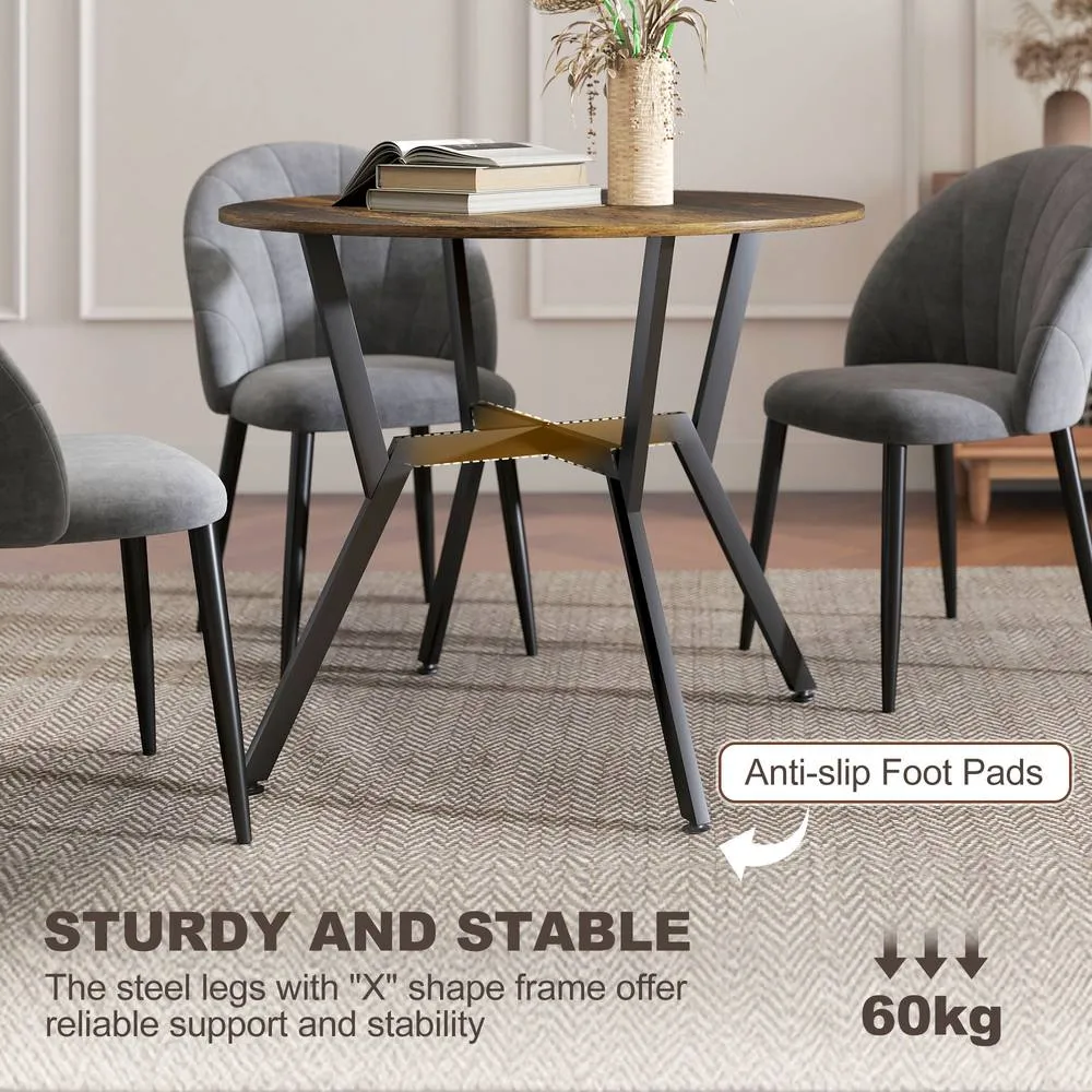 HOMCOM Small Kitchen Table with Black Steel Legs, Dining Table in Brown 6