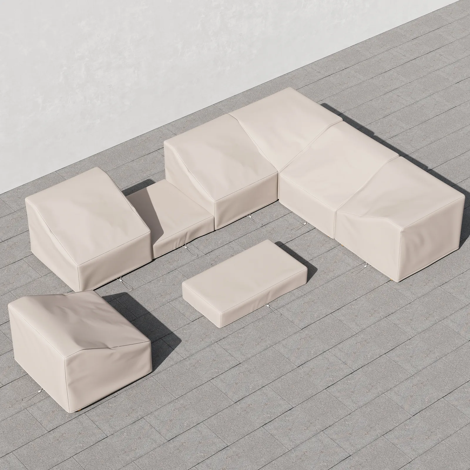 Grida Outdoor 600D Tough Canvas Waterproof Patio Furniture Set Covers in Ivory