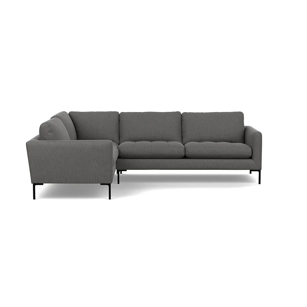 Heal's Eton Left Hand Facing Corner Sofa Smart Linen Mix Grey Black Feet