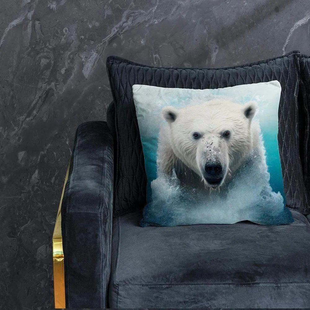 Warren Reed - Designer Polar Bear Splashart Cushions in White