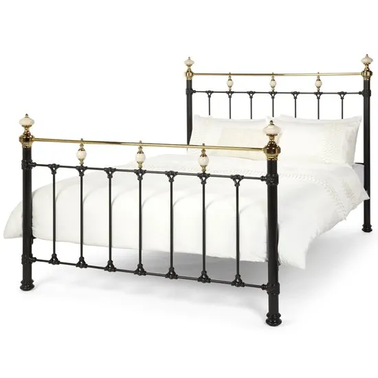 Abigail Precious Metal Double Bed In Black and Brass