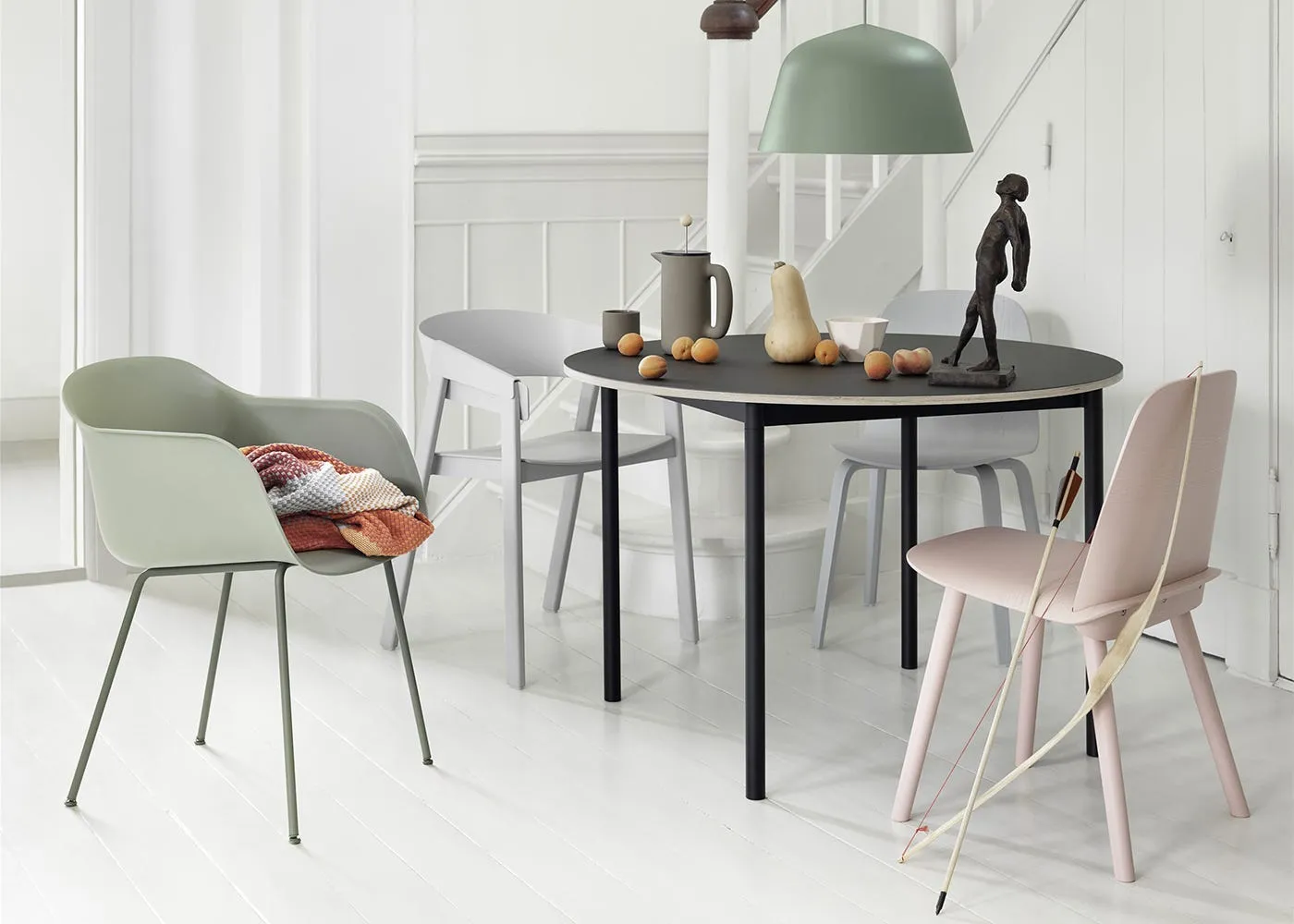 Muuto Fiber Armchair Tube Base Normal Shell Dusty Green 3