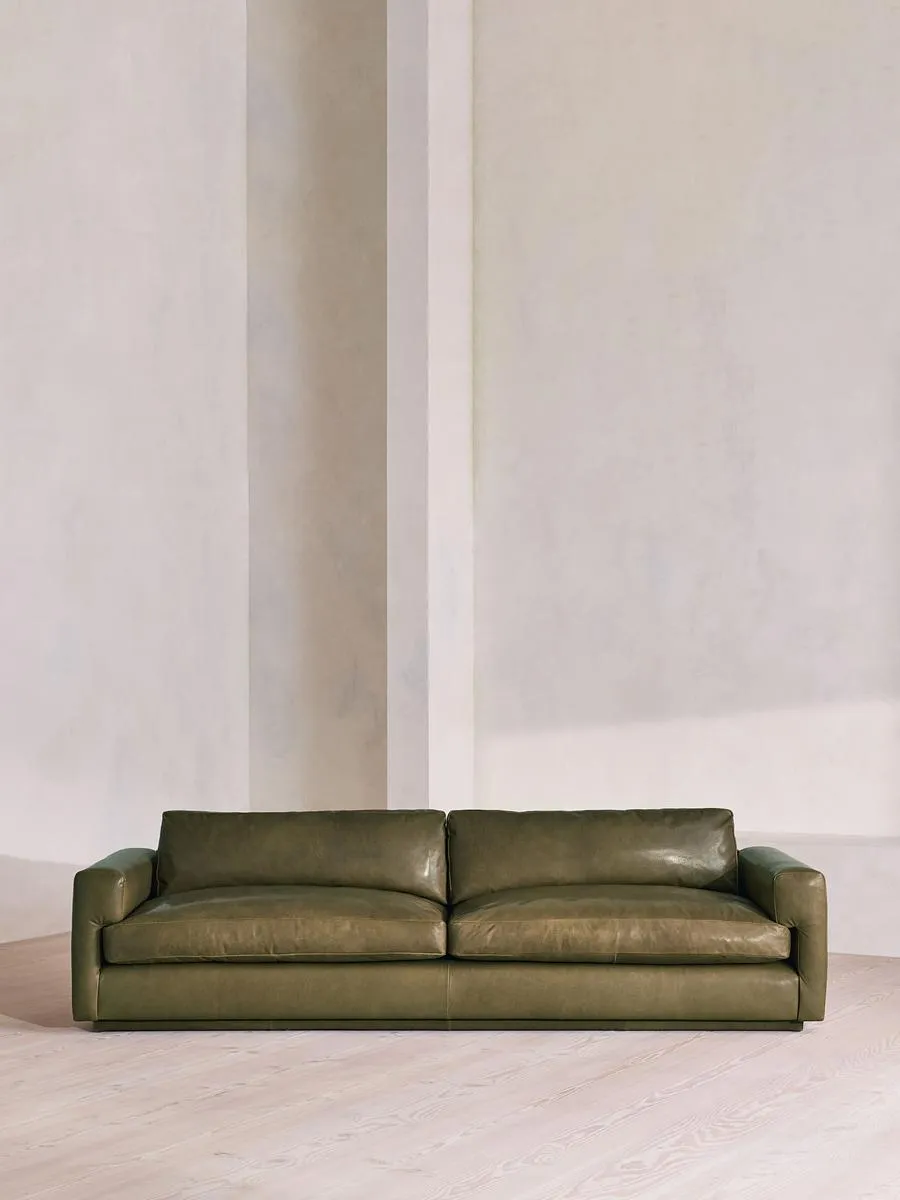 Mossley Four Seater Sofa, Leather, Moss