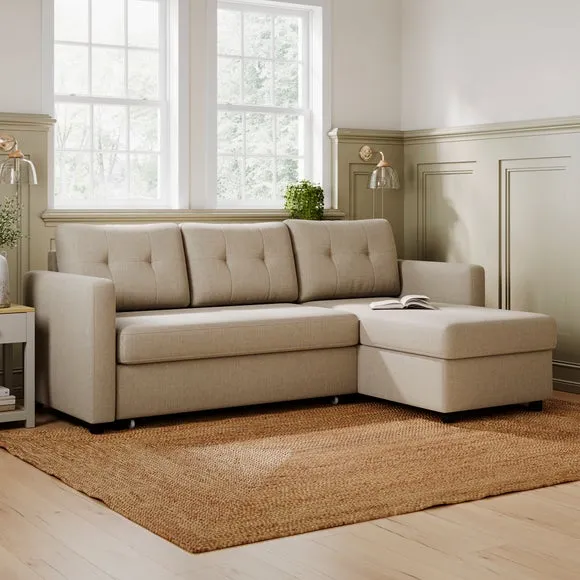 Barker Flatweave Trundle Corner Chaise Sofa Bed 2