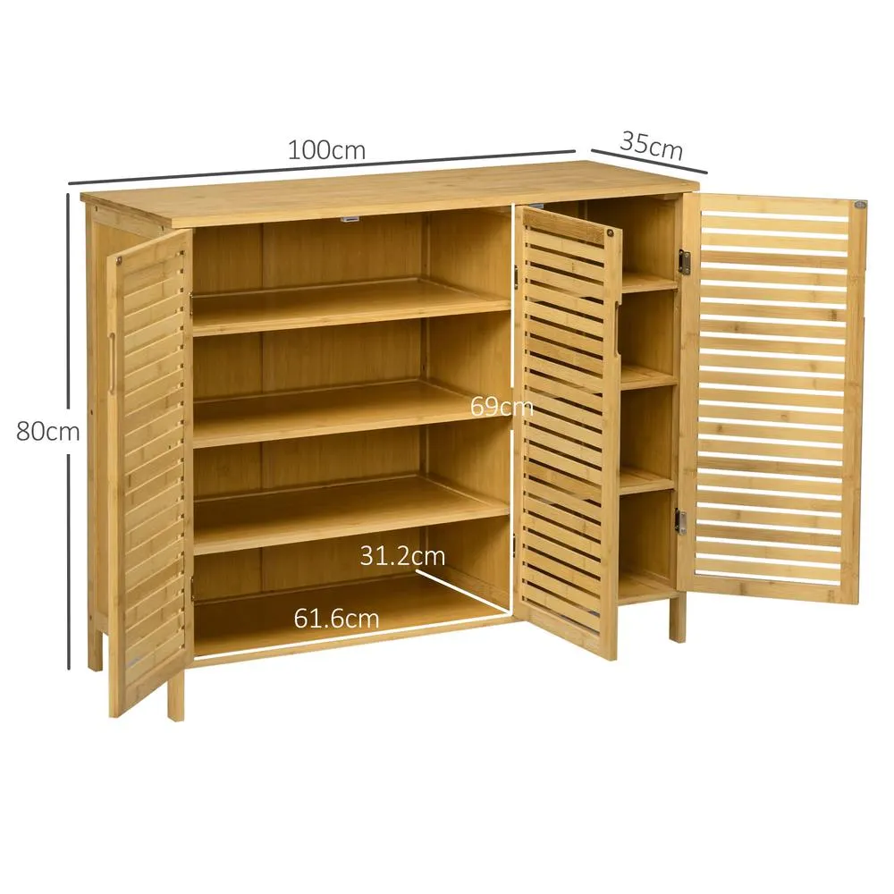 HOMCOM Rustic Shoe Cabinet, Shoe Storage Cabinet for 16 pairs of shoes in Light Brown 3