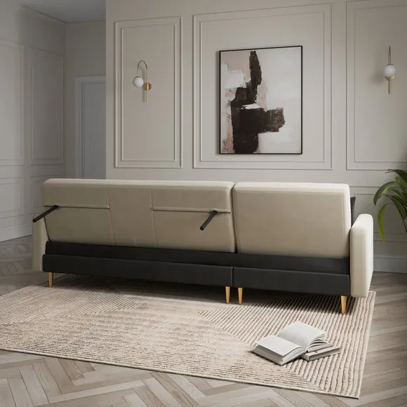 Kendall Quilted Velvet Clic Clac Storage Corner Sofa Bed 3