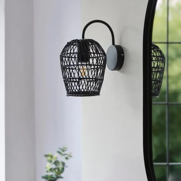 Kirra Bathroom Faux Rattan Wall Light 2
