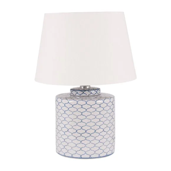 Demetri Grey and Blue Detail Ceramic Table Lamp 2