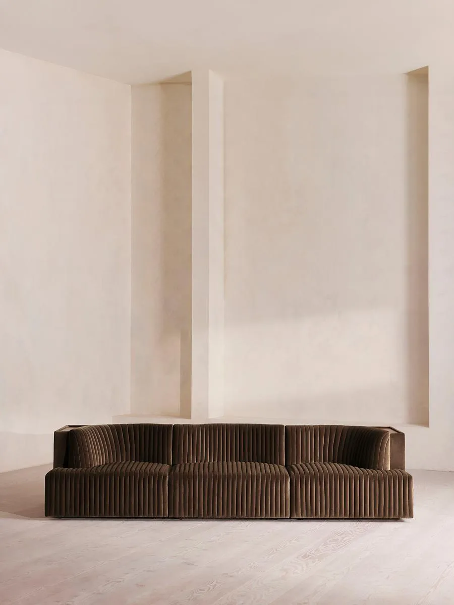 Hamish Modular Sofa, Four Seater, Velvet, Chocolate