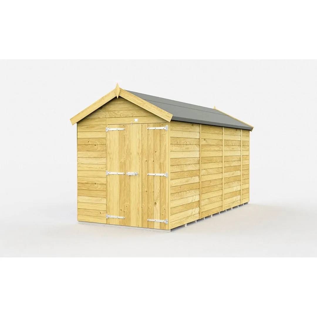 Buttercup Farm 7 x 14 Feet Apex Shed - Double Door W/O Window - L417 x W214 x H217 cm in Brown