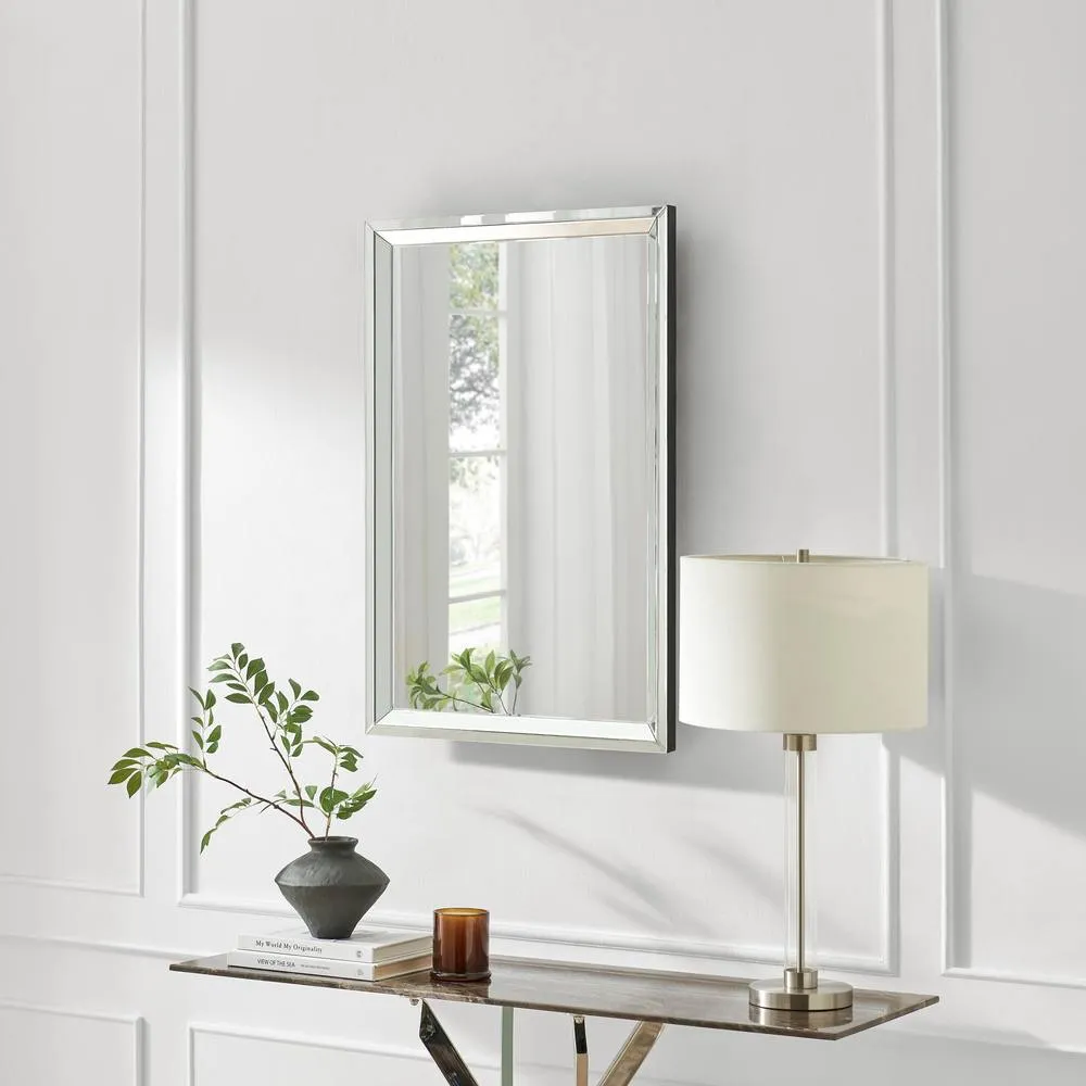 FurnitureboxUK Roux Large Rectangle 90x60cm Wall Mirror in Metallics