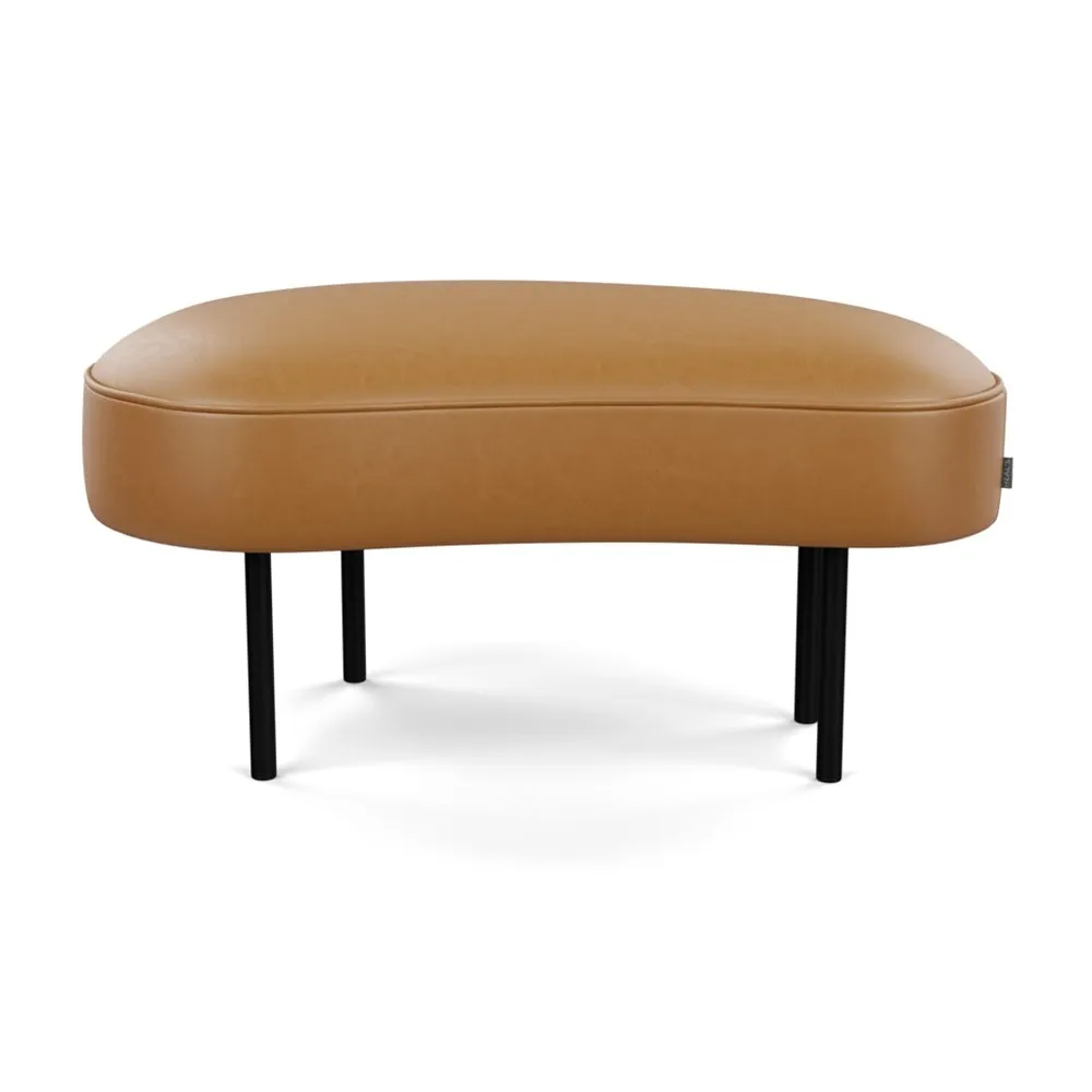 Heal's Isola Small Ottoman Daino leather Parchment Black Feet