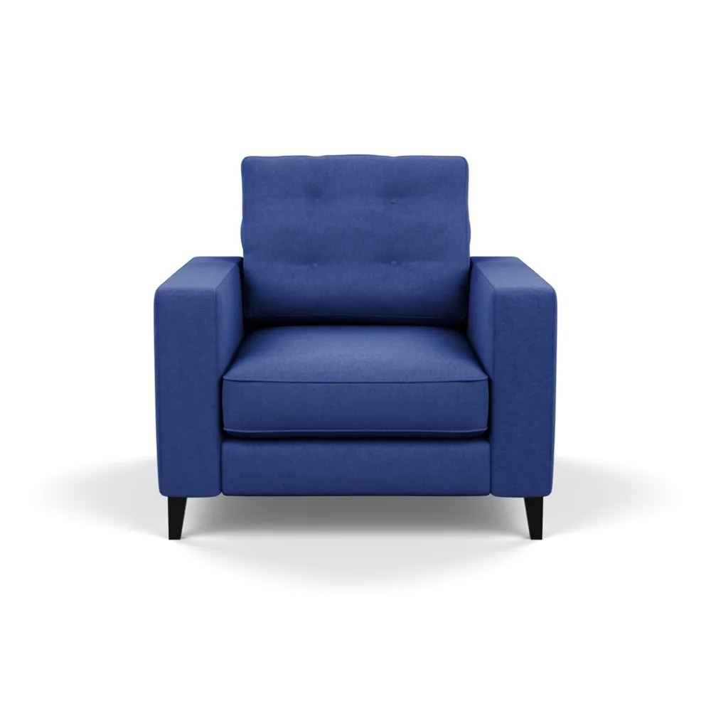 Heal's Mistral Armchair Brushed Cotton Cobalt Black Feet