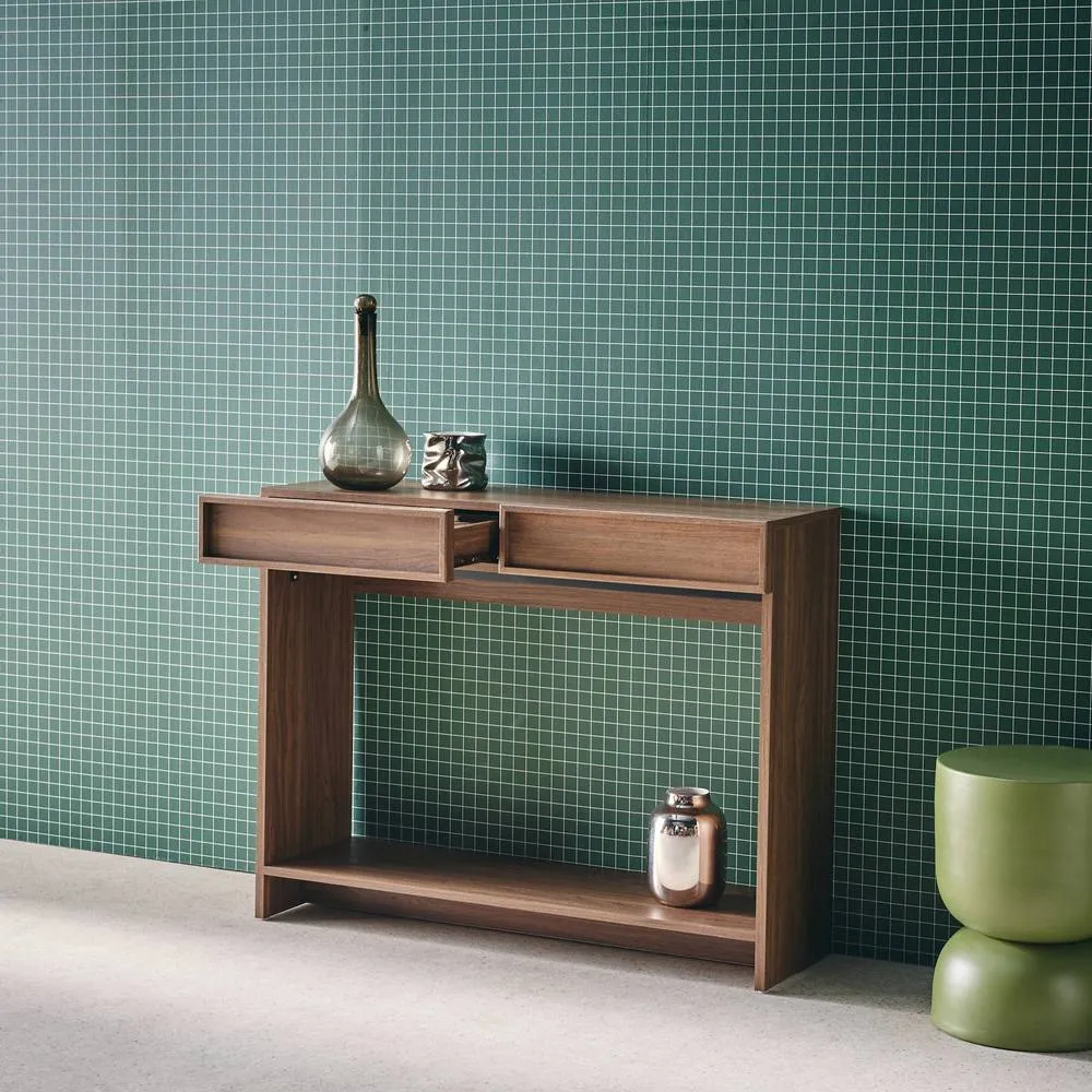 sweeek Wood effect console 2 drawers & shelf in Dark Brown 4