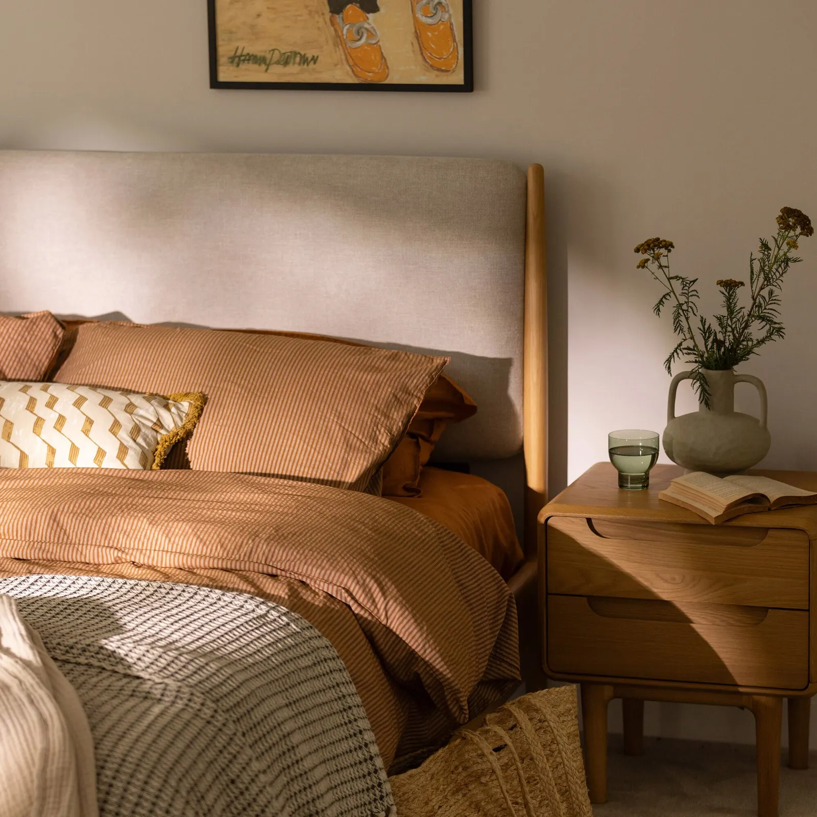 Winchester 2 Drawer Bedside Table, Neutral Oak | Barker & Stonehouse 6