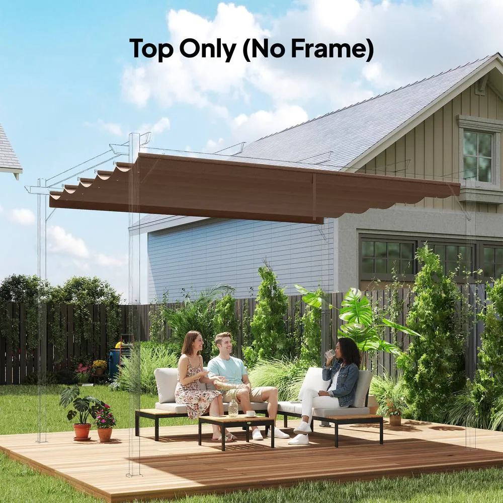 OUTSUNNY 3.5x2.6 m Pergola Cover Replacement for 4x3 m Frame, Brown
