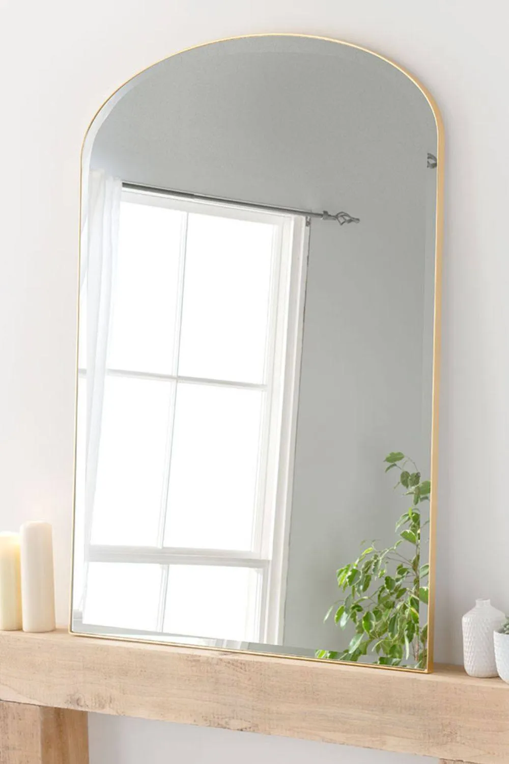 Yearn Mirrors Yearn Simplicity Mantle Mirror Bevelled 92(w) x 121cm(h) Gold in Metallic Gold