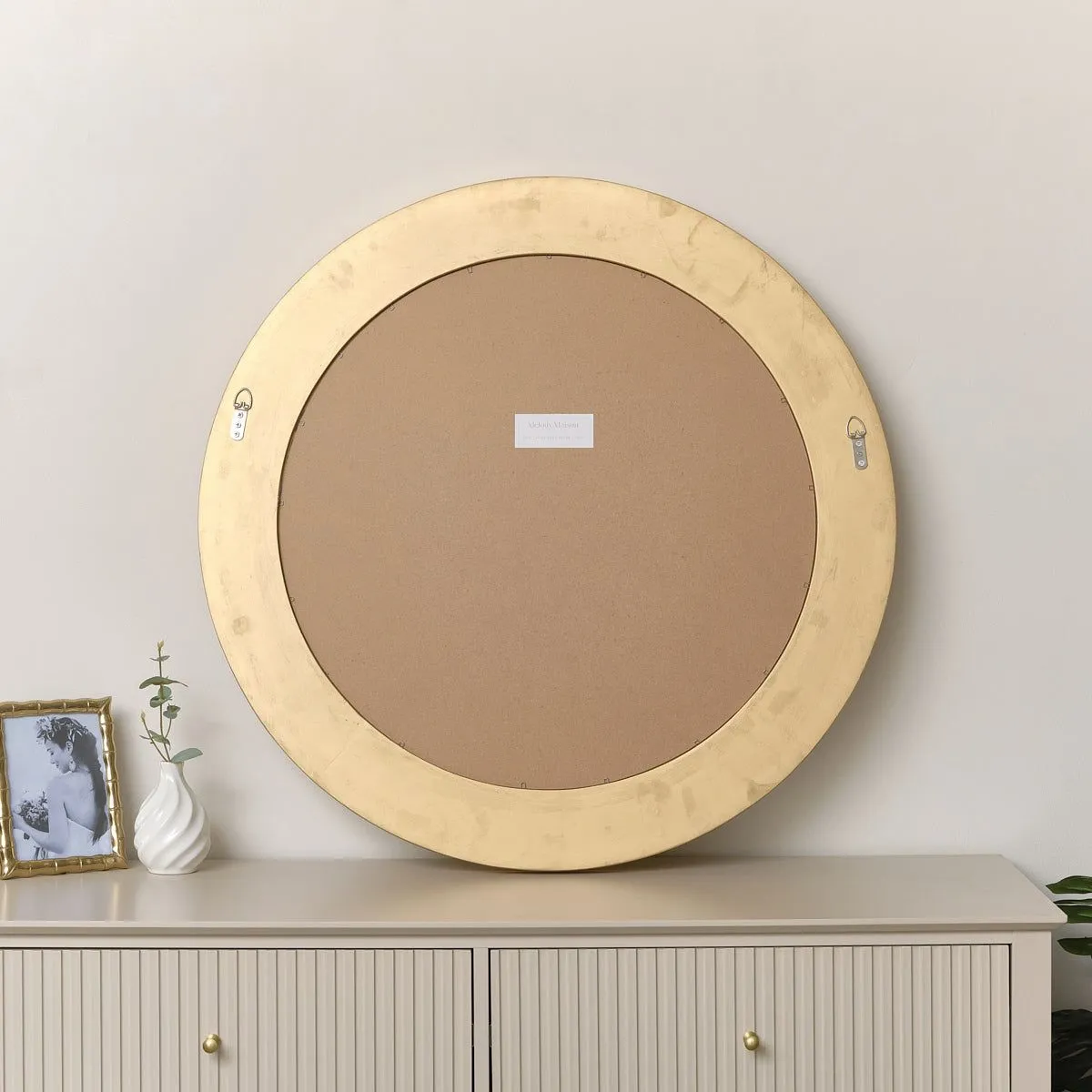 Melody Maison Large Round Gold Vintage Wall Mirror 80cm X 80cm 6