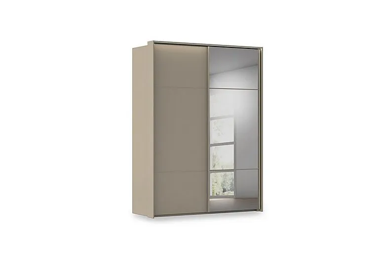 Haven 170cm 2 Door Slider Wardrobe with 1 Décor Door, 1 Mirror Door and Lights
