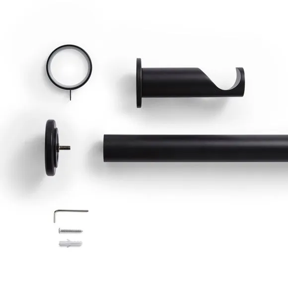 Stepped Stud Fixed Metal Curtain Pole with Rings 2