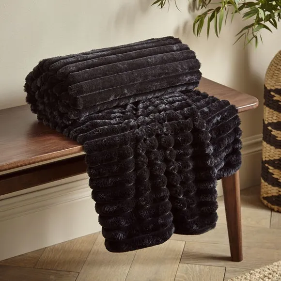 Cosy Ribbed Throw Blanket 130cm x 170cm 1