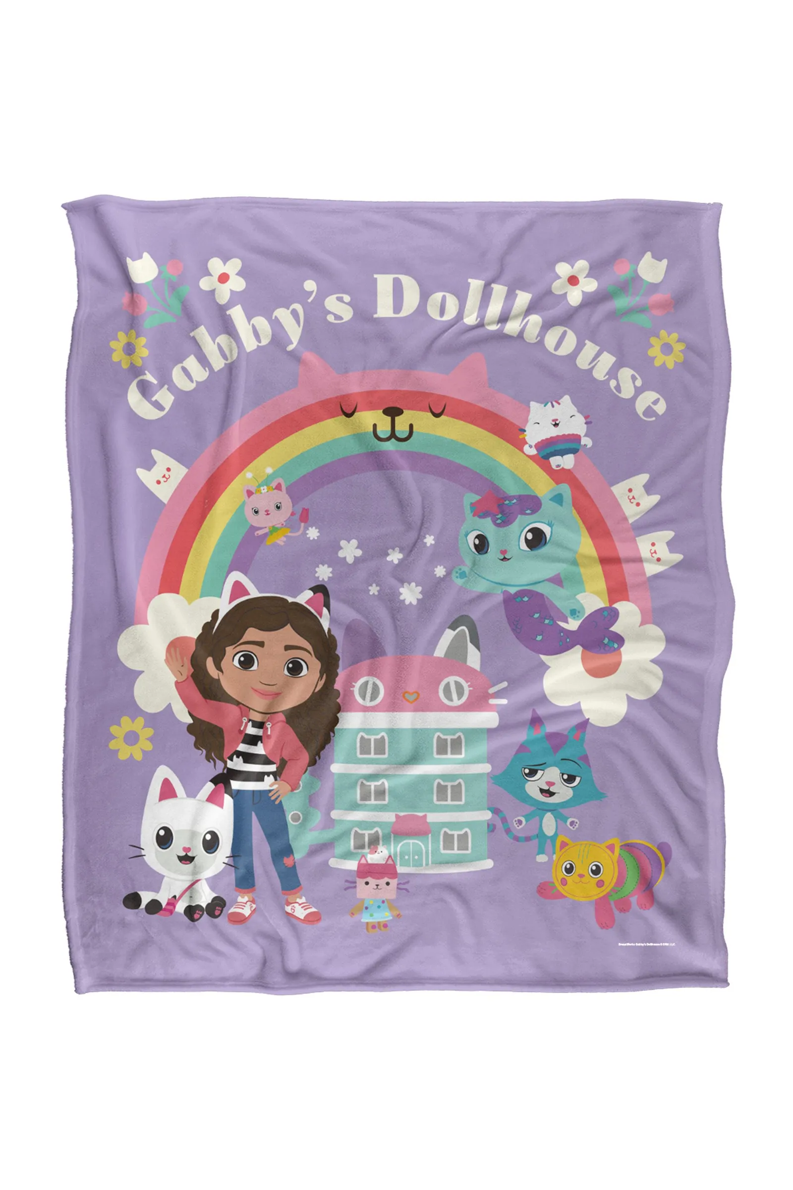 NBCU Gabby'S Dollhouse Rainbow Cats Group Super Soft Throw Blanket