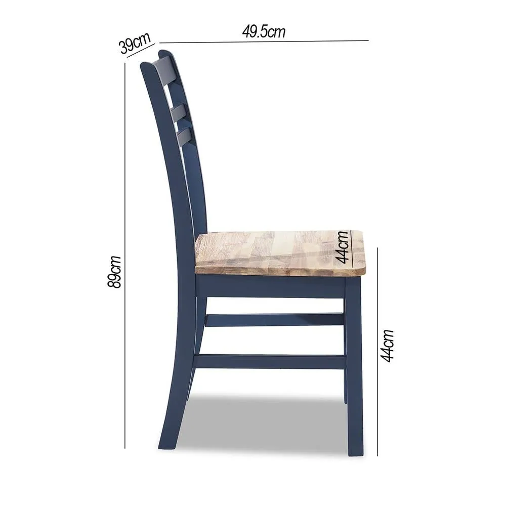 Statement Furniture Florence Country Style Wooden Chairs Set of 2 in Navy 4