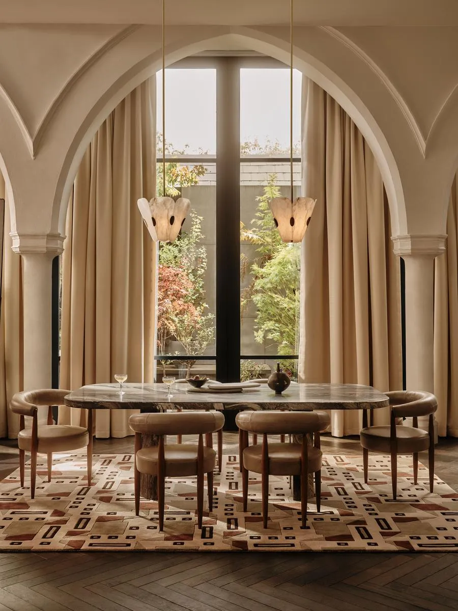 Amos Dining Table, Rosso Luana