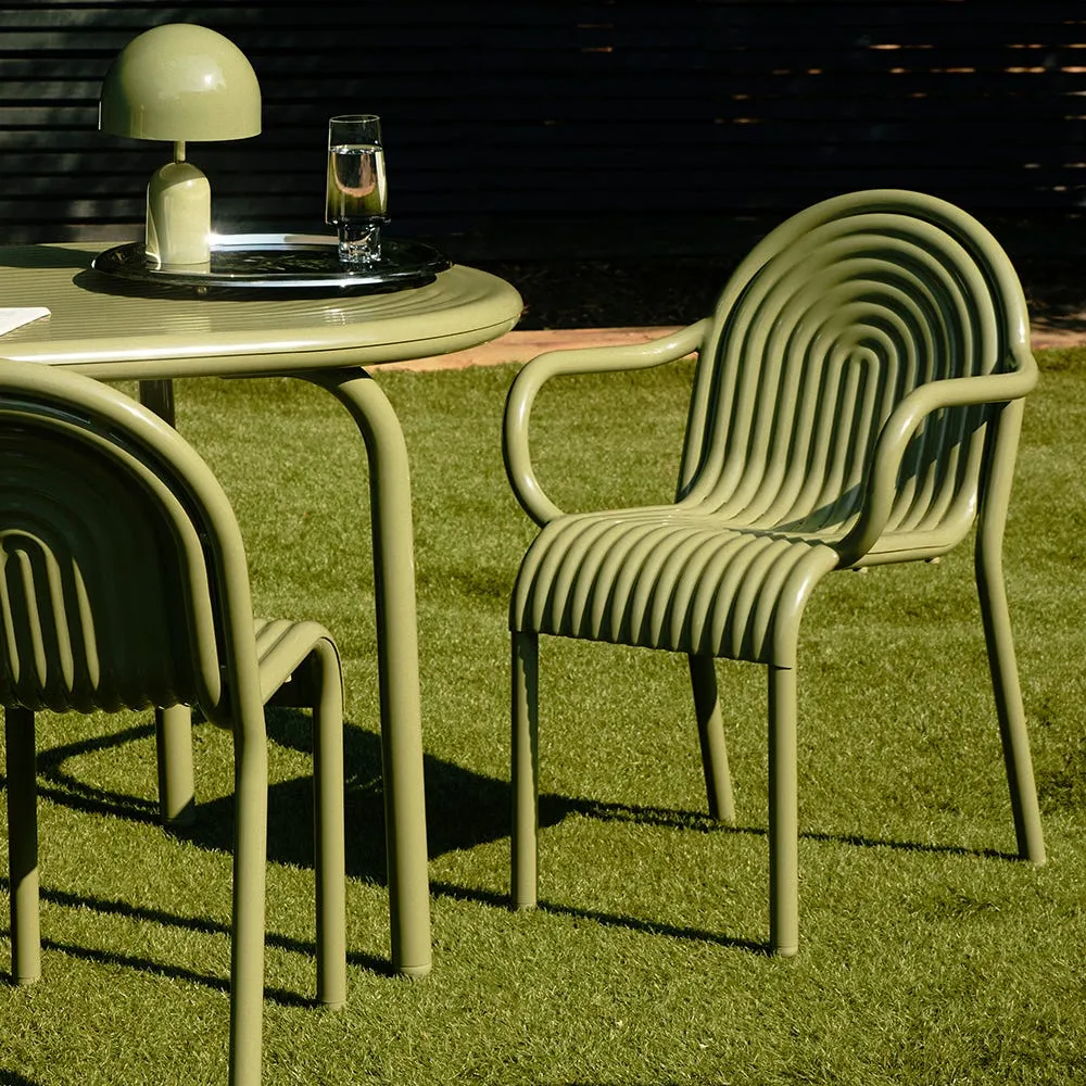 Tom Dixon Groove Outdoor Dining Armchair Moss 4