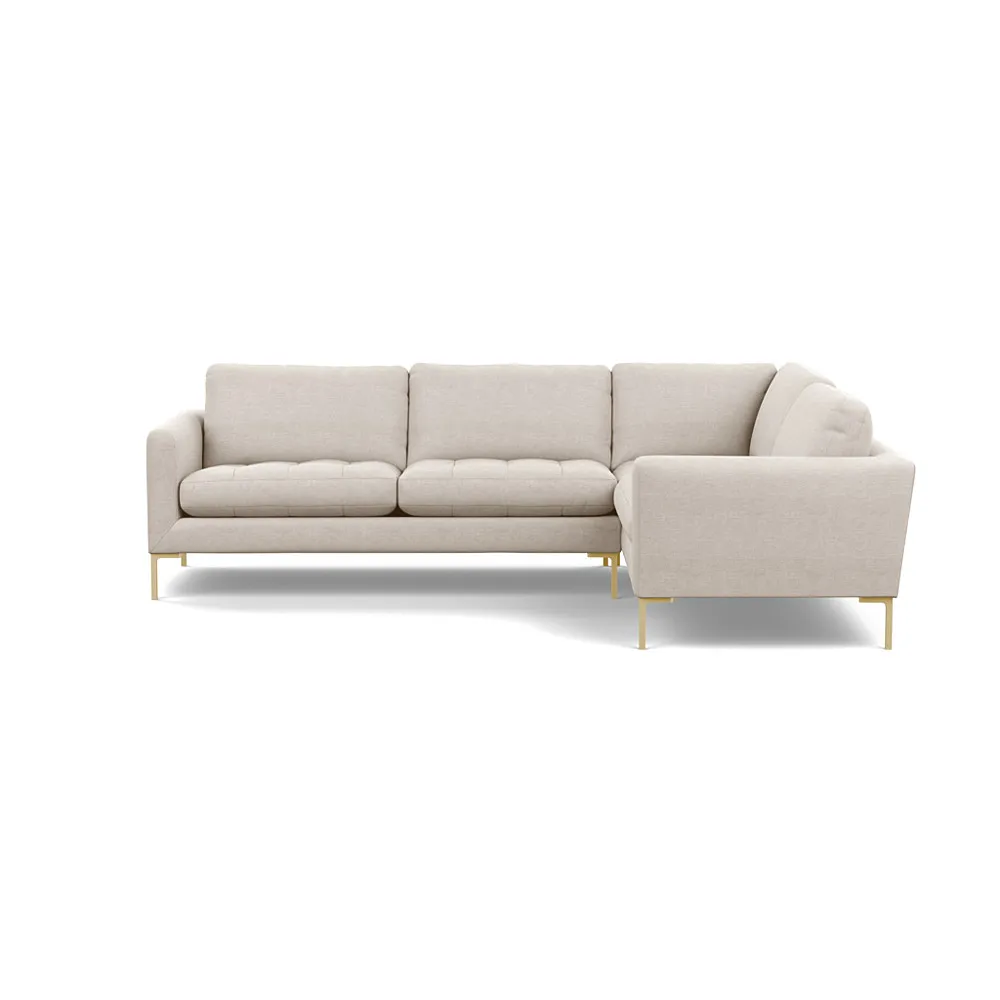 Heal's Eton Right Hand Facing Corner Sofa Texture Limestone Brass Feet
