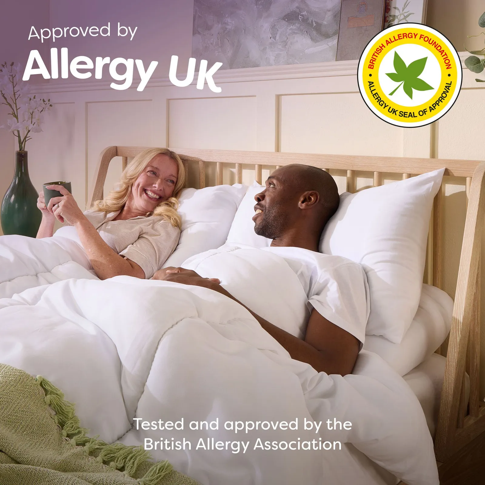Slumberdown 2 Pack Anti Allergy Super Support Side Sleeper Firm Pillows in White 4