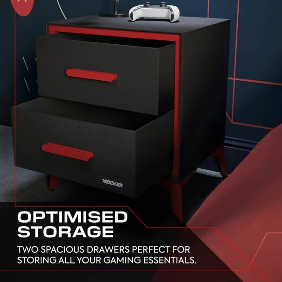 X Rocker Arcane 2 Drawer Bedside Table 3