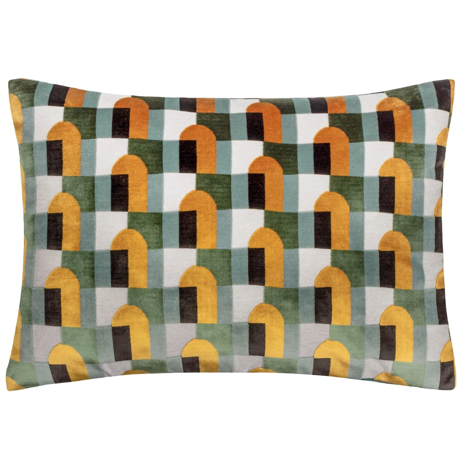 Paoletti Keela Cut Velvet Geometric Cushion in Blue 2