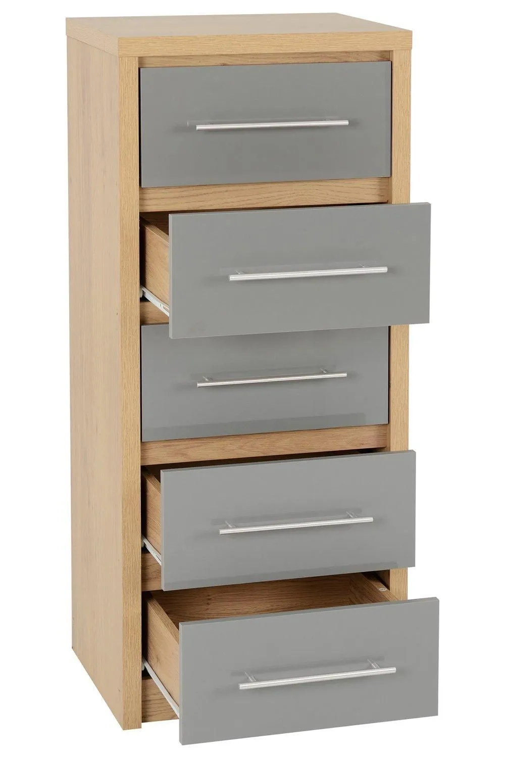Seconique Seville 5 Drawer Narrow Chest in Grey 3