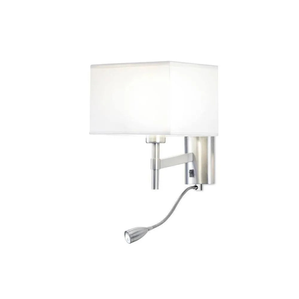 Netlighting Bristol LED 2 Light Indoor Wall Light Nickel Reading Lamp E27 in Grey