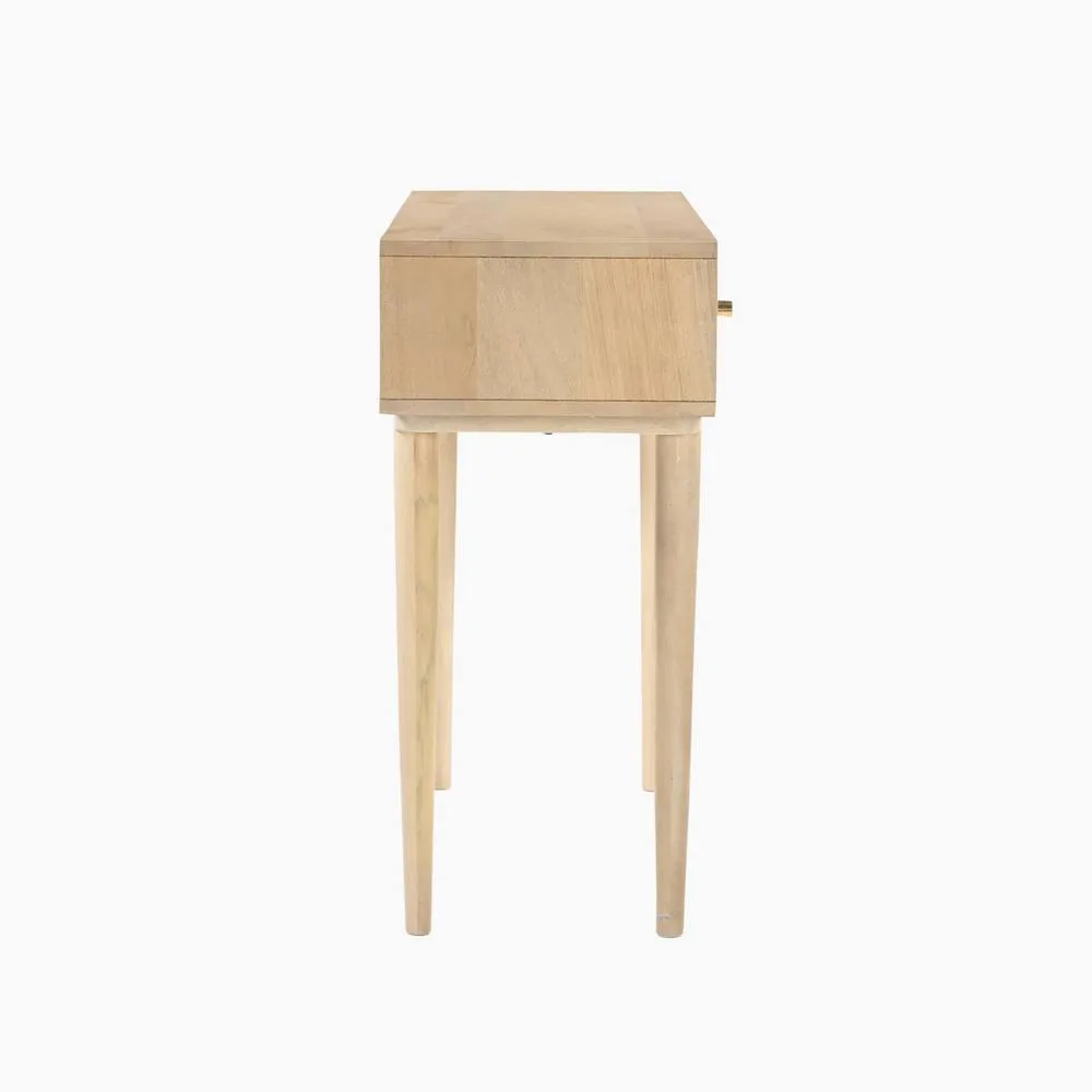 FurnitureboxUK Everest Rectangle White Oak Wood 2 Drawer Console Table in Light Brown 5