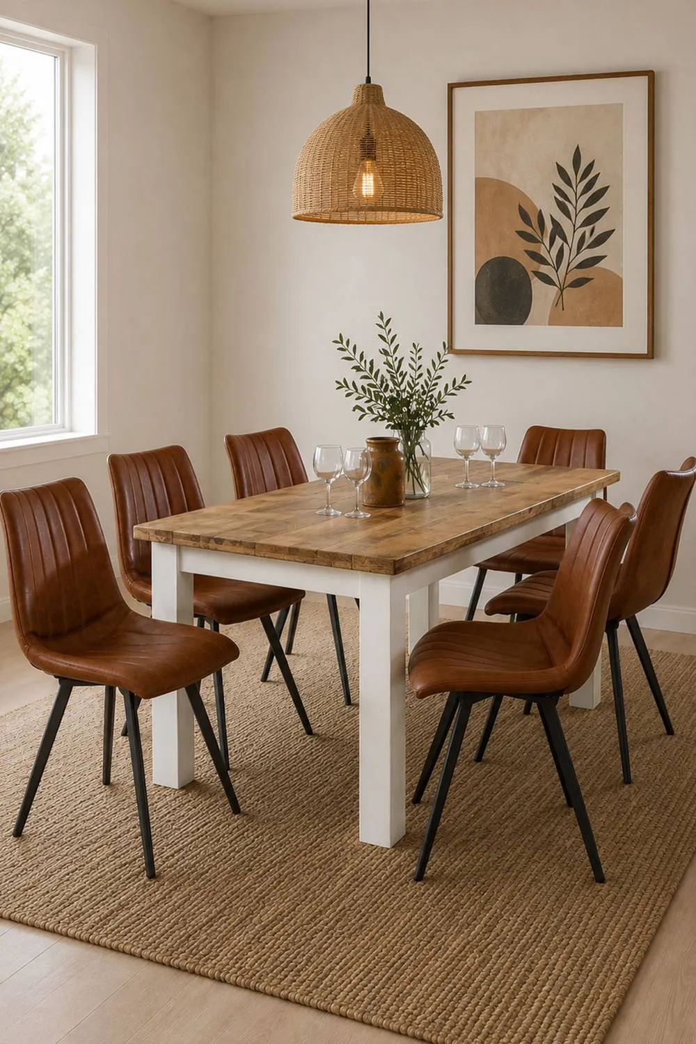 IH Design Washington Solid Mango Wooden White Dining Table 170cm
