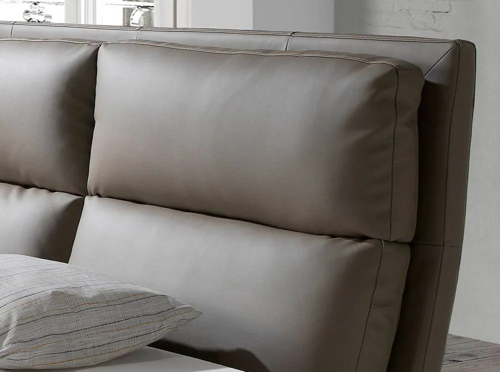 Angel Cerda Double Bed, Mink Leatherette, 160 x 200 cm Mattress in Taupe 5