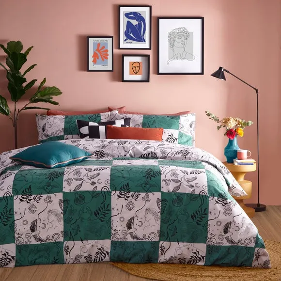 Furn. Mythos Checkerboard Single Duvet Cover Set, Cream 4