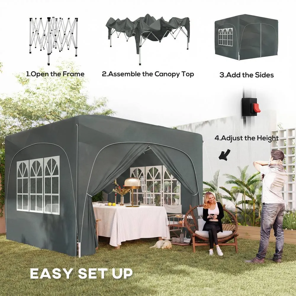 OUTSUNNY 3 x 3(m) UPF50+ Pop Up Gazebo with Sides & Carry Bag, Dark Grey 4