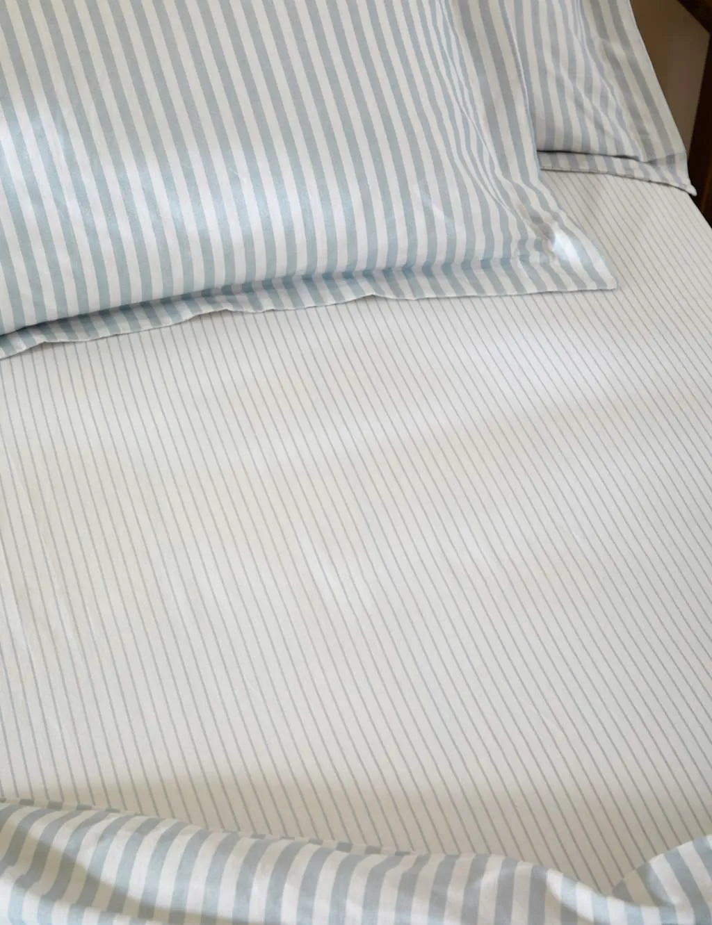 YARD Pure Cotton Hebden Striped Fitted Sheet Light Blue